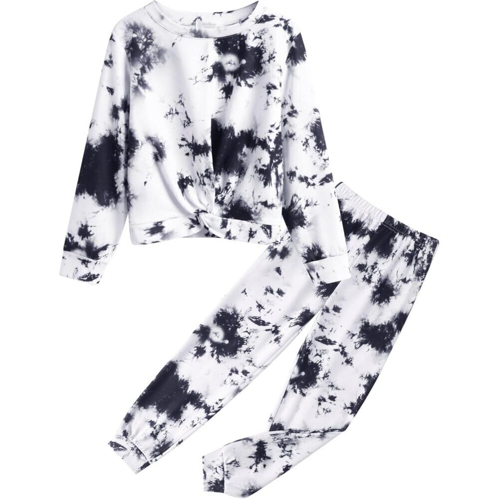 Girls 2 Piece Outfits Fashion Twist Front Tracksuit Long Sleeve Pullover Sweatsh